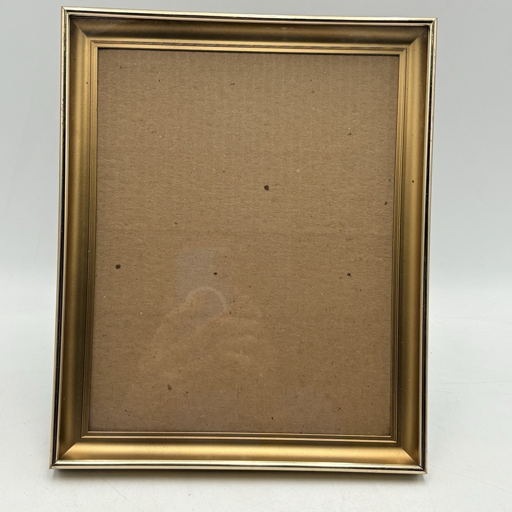Vintage Gold Tone Picture Frame Holds 8x10 Photo Easel Wall Display